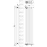 Radiador tradicional de 4 colunas em branco, com dimensões de 1800 x 380 mm, apresentando um design elegante e linhas retas