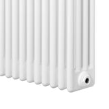 Radiador tradicional de 4 colunas, 1800 x 380 mm, acabamento branco brilhante, com textura lisa e design clássico, ideal para aquecimento