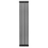 Radiador tradicional preto de 4 colunas, 1800 x 380 mm, com acabamento liso e estrutura vertical elegante, ideal para aquecimento eficiente