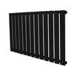 Radiador de coluna única preto, com design moderno e linhas retas, medindo 600 mm x 910 mm, ideal para aquecimento eficiente