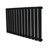 Radiador de coluna única preto, com design moderno e linhas retas, medindo 600 mm x 910 mm, ideal para aquecimento eficiente