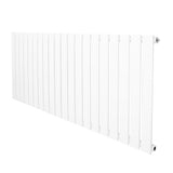 Radiador de coluna única branco, com design moderno e listras retas, medindo 600 mm de altura por 1400 mm de largura