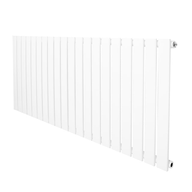 Radiador de coluna única branco, com design moderno e listras retas, medindo 600 mm de altura por 1400 mm de largura