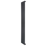 Radiador de coluna única cinza antracite, com design vertical e linhas retas, medindo 1600 mm x 280 mm, ideal para aquecimento eficiente