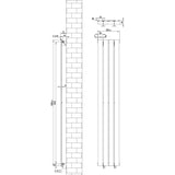Radiador de coluna única cinza antracite, medindo 1600 mm x 280 mm, com design moderno e acabamento liso, ideal para aquecimento eficiente