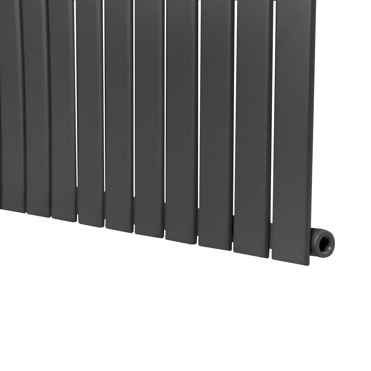 Radiador de coluna única cinza antracite, com design moderno e linhas retas, medindo 1600 mm x 280 mm, ideal para aquecimento eficiente