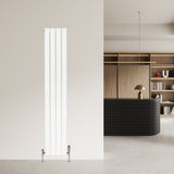 Radiador de coluna única branco, 1600 mm x 280 mm, com design moderno e elegante, instalado em parede clara, ideal para aquecimento