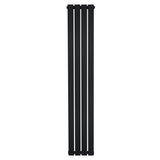 Radiador de coluna única preto, com design elegante e moderno, medindo 1600 mm de altura e 280 mm de largura, ideal para aquecimento eficiente