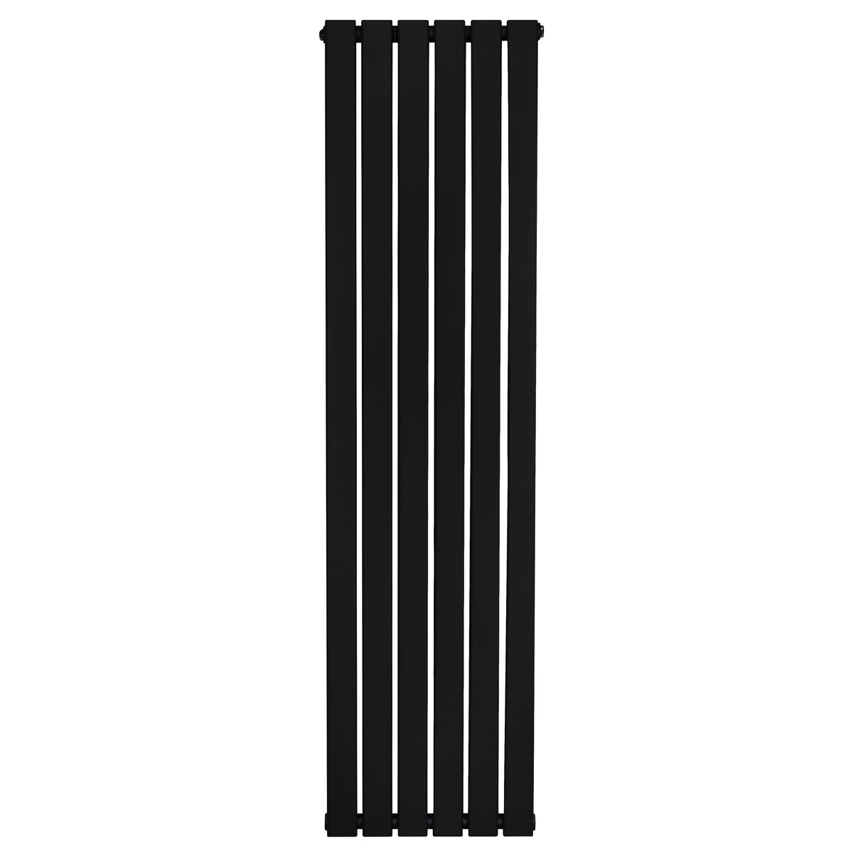 Radiador de coluna única preto, com design vertical e listras retas, medindo 1600 mm de altura por 420 mm de largura