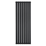 Radiador de coluna única preto, com design vertical elegante, medindo 1600 mm x 560 mm, ideal para aquecer ambientes modernos