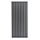 Radiador de coluna única cinza antracite, com design vertical e listras retas, ideal para aquecimento eficiente em ambientes modernos