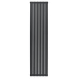 Radiador de coluna única cinza antracite, com design vertical e linhas retas, ideal para aquecimento eficiente em ambientes modernos
