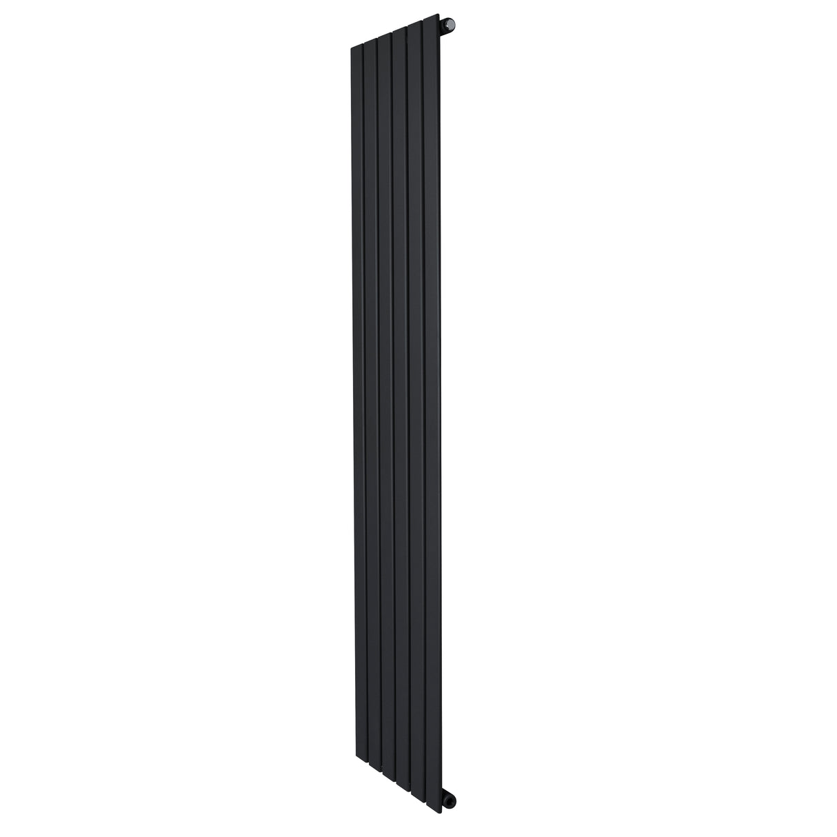 Radiador de coluna única preto, 1800 mm x 420 mm, com design vertical e acabamento liso, ideal para aquecer ambientes modernos