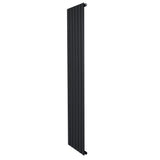 Radiador de coluna única preto, 1800 mm x 420 mm, com design vertical e acabamento liso, ideal para aquecer ambientes modernos