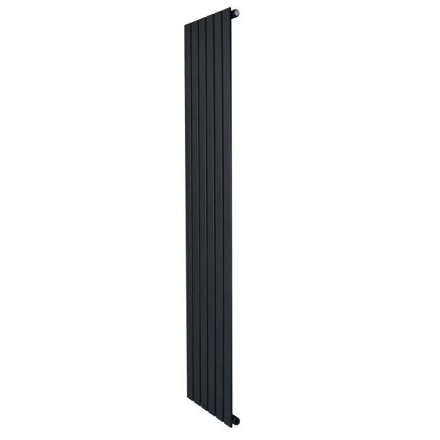 Radiador de coluna única preto, 1800 mm x 420 mm, com design vertical e acabamento liso, ideal para aquecer ambientes modernos