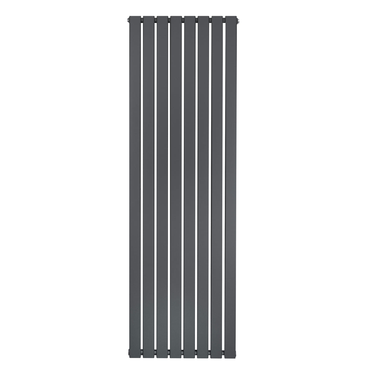 Radiador de coluna única em cinza antracite, com design vertical e listras retas, ideal para aquecer ambientes modernos