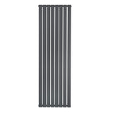 Radiador de coluna única em cinza antracite, com design vertical e listras retas, ideal para aquecer ambientes modernos