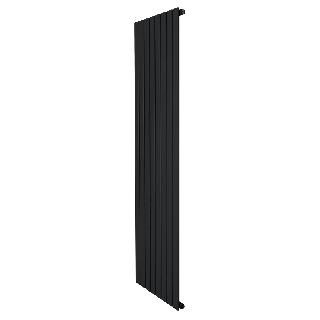 Radiador de coluna única preto, com 1800 mm de altura e 560 mm de largura, apresentando um design elegante e moderno, ideal para aquecimento eficiente