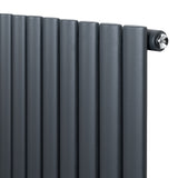 Radiador de coluna simples oval cinza antracite, com acabamento liso e moderno, ideal para aquecimento de ambientes pequenos