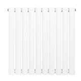 Radiador de coluna simples oval branco, com 600 mm de altura e 600 mm de largura, apresentando um design moderno e liso