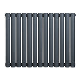 Radiador de coluna oval cinza antracite, com design moderno e liso, medindo 600 mm x 780 mm, ideal para aquecimento eficiente
