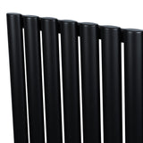 Radiador de coluna simples oval preto com acabamento fosco, composto por tubos verticais e design elegante e moderno