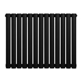 Radiador de coluna simples oval preto, com 600 mm de altura e 780 mm de largura, apresentando design elegante e moderno