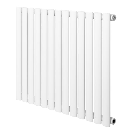 Radiador de coluna simples oval branco, com 600 mm de altura e 780 mm de largura, apresentando design moderno e linhas retas