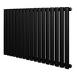 Radiador de coluna simples oval preto, com 600 mm de altura e 1020 mm de largura, apresentando tubos verticais lisos e acabamento fosco