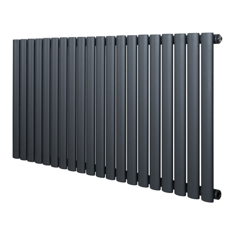 Radiador de coluna simples oval cinza antracite, com design elegante e moderno, medindo 600 mm x 1200 mm, ideal para aquecimento eficiente