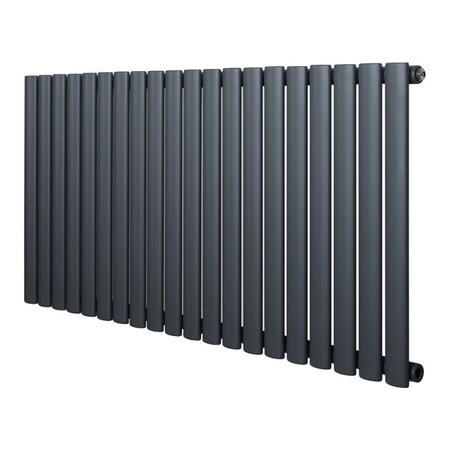 Radiador de coluna simples oval cinza antracite, com design elegante e moderno, medindo 600 mm x 1200 mm, ideal para aquecimento eficiente