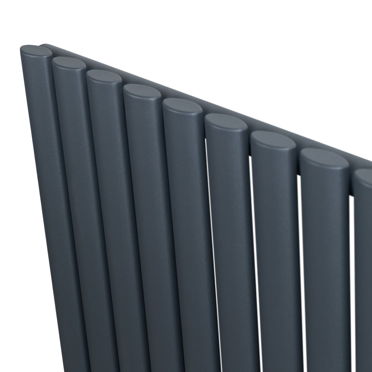 Radiador de coluna simples oval em cinza antracite, com tubos verticais e acabamento liso, ideal para aquecimento e decoração moderna
