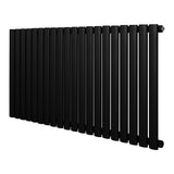 Radiador de coluna simples oval preto, com 600 mm de altura e 1200 mm de largura, apresentando acabamento liso e moderno