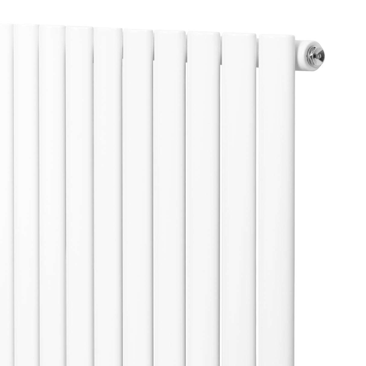 Radiador de coluna simples oval, 600 mm x 1200 mm, acabamento branco liso, com tubos verticais e design moderno e elegante