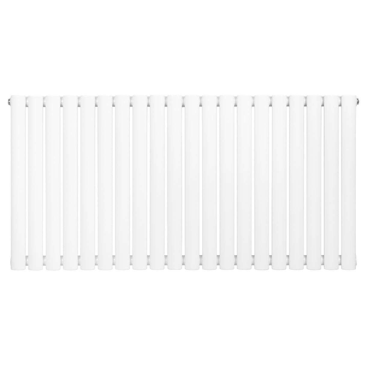 Radiador de coluna simples oval branco, com 600 mm de altura e 1200 mm de largura, apresentando linhas retas e acabamento liso