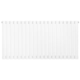Radiador de coluna simples oval branco, com 600 mm de altura e 1200 mm de largura, apresentando linhas retas e acabamento liso