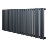 Radiador oval de coluna simples em cinza antracite, com design moderno e acabamento liso, medindo 600 x 1440 mm