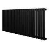 Radiador oval de coluna simples, 600 x 1440 mm, com acabamento preto fosco e design moderno, ideal para aquecimento eficiente