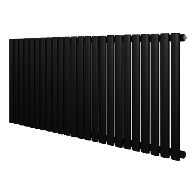 Radiador oval de coluna simples, 600 x 1440 mm, com acabamento preto fosco e design moderno, ideal para aquecimento eficiente