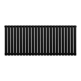 Radiador oval de coluna simples em preto, com 600 x 1440 mm, apresentando um design elegante e moderno, ideal para aquecimento eficiente