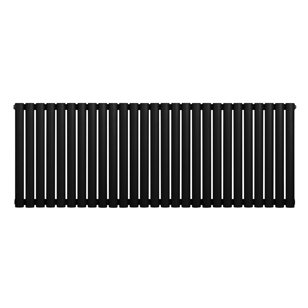 Radiador de coluna simples oval preto, com 600 mm de altura e 1620 mm de largura, apresentando um design elegante e moderno