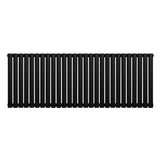 Radiador de coluna simples oval preto, com 600 mm de altura e 1620 mm de largura, apresentando um design elegante e moderno
