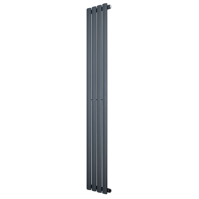 Radiador de coluna simples oval cinza antracite, com design elegante e moderno, medindo 1600 mm x 240 mm, ideal para aquecimento eficiente