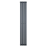 Radiador de coluna simples oval cinza antracite, com design elegante e moderno, medindo 1600 mm de altura por 240 mm de largura