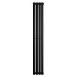 Radiador de coluna simples oval preto, com design elegante e moderno, medindo 1600 mm de altura e 240 mm de largura