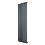 Radiador de coluna simples oval cinza antracite, com design vertical e acabamento liso, medindo 1600 mm x 480 mm