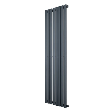 Radiador de coluna simples oval cinza antracite, com design vertical e acabamento liso, medindo 1600 mm x 480 mm