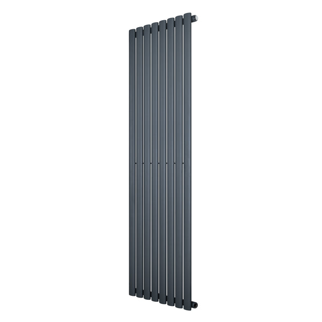 Radiador de coluna simples oval cinza antracite, com design vertical e acabamento liso, medindo 1600 mm x 480 mm