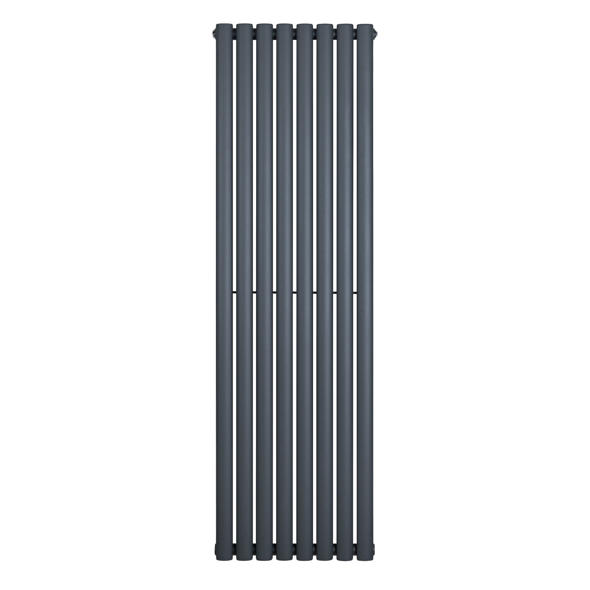 Radiador de coluna simples oval cinza antracite, com design elegante e moderno, medindo 1600 mm x 480 mm, ideal para aquecimento eficiente