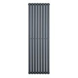Radiador de coluna simples oval cinza antracite, com design elegante e moderno, medindo 1600 mm x 480 mm, ideal para aquecimento eficiente